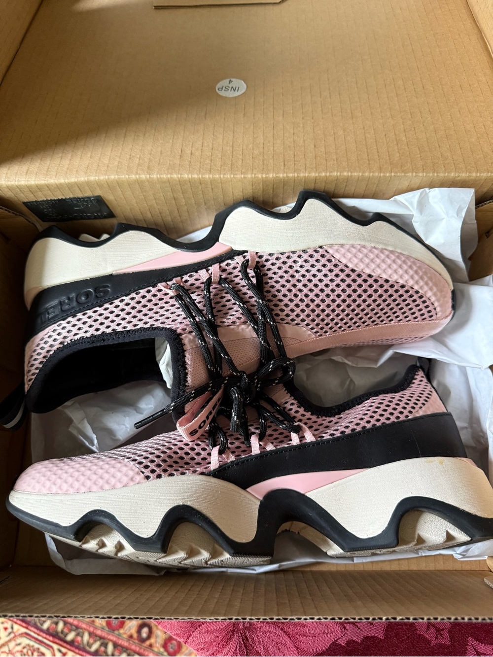 Sorel Pink and Black Mesh Platform Sneakers